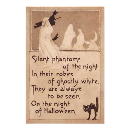 Sepia Ghost Witch Black Crescent Moon Foto Afdruk (Voorkant)