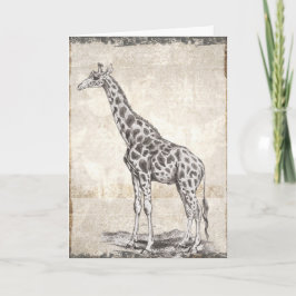 Sepia Giraffe Happy Birthday Card geïllustreerd Kaart