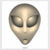 Sepia glanzend grijs buitenaards hoofd sticker (Vel)