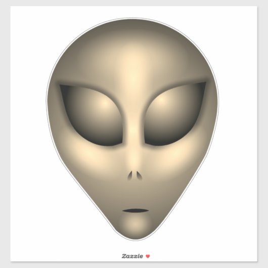 Sepia glanzend grijs buitenaards hoofd sticker (Vel)