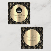 Sepia Gold Black Glitter Makeup Artist Lashes Logo Vierkante Visitekaartje (Voorkant / Achterkant)