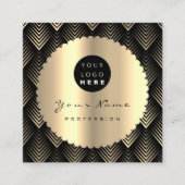 Sepia Gold Black Glitter Makeup Artist Lashes Logo Vierkante Visitekaartje (Voorkant)