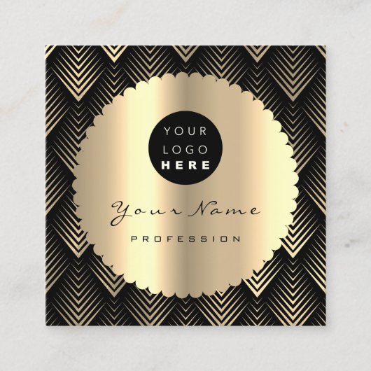 Sepia Gold Black Glitter Makeup Artist Lashes Logo Vierkante Visitekaartje (Voorkant)