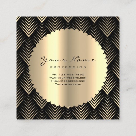 Sepia Gold Black Glitter Makeup Artist Lashes Logo Vierkante Visitekaartje (Achterkant)