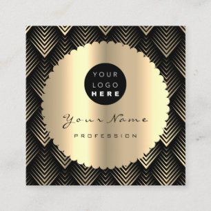 Sepia Gold Black Glitter Makeup Artist Lashes Logo Vierkante Visitekaartje