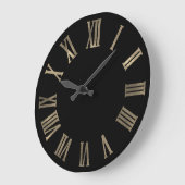 Sepia Gold Black Minimale Romeinse cijfers Grote Klok (Hoek)
