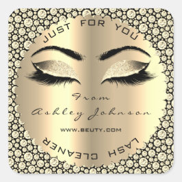 Sepia Gold Diamond Glitter Lash Cleaner Square Vierkante Sticker