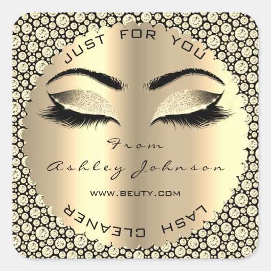 Sepia Gold Diamond Glitter Lash Cleaner Square Vierkante Sticker (Voorkant)