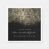 Sepia Gold Glitter Black White Confetti Sequin Servetten (Voorkant)