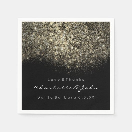 Sepia Gold Glitter Black White Confetti Sequin Servetten (Voorkant)