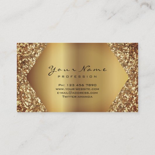 Sepia Gold Glitter Makeup Lashes Glitter effect Visitekaartje (Achterkant)