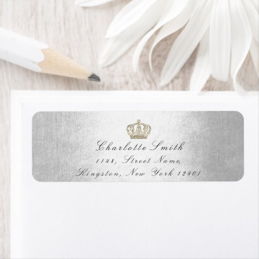 Sepia Gold Glitter RSVP Crown Princess Bridal Gray Etiket (Insitu)