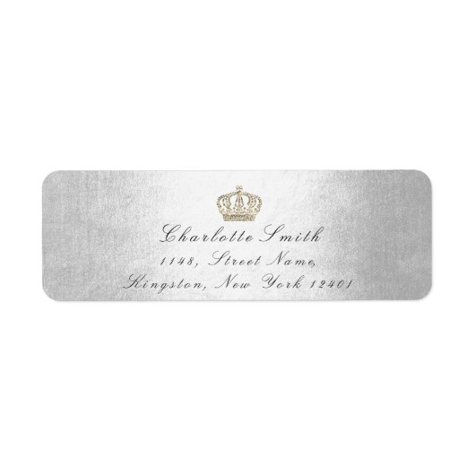 Sepia Gold Glitter RSVP Crown Princess Bridal Gray Etiket (Voorkant)
