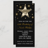 Sepia Gold Hollywood Star Retro  Uitnodiging (Voorkant / Achterkant)