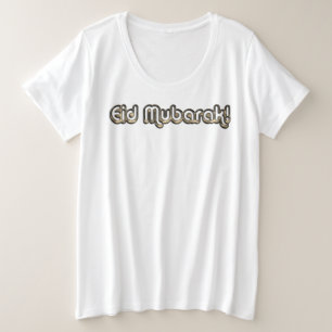 Sepia Gold Kijk Typografie Elegant Eid Mubarak Grote Maat T-shirt