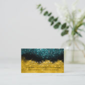 Sepia Gold Sparkly Glitter Blauwgroen Black White Visitekaartje (Staand voorkant)