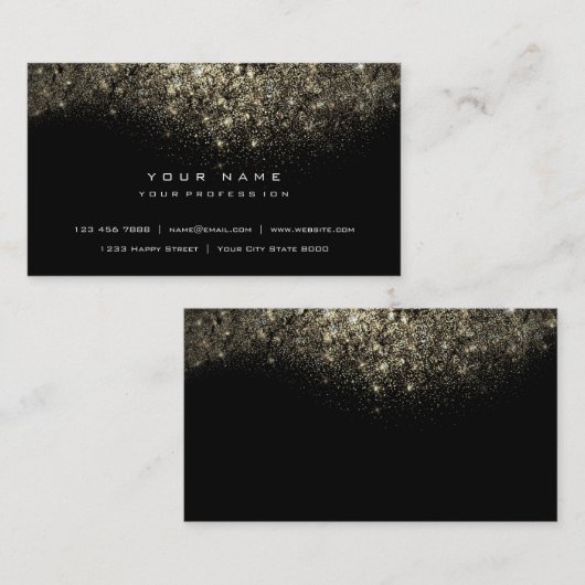 Sepia Gold Sparkly Glitter Glam Black Visitekaartje (Voorkant / Achterkant)