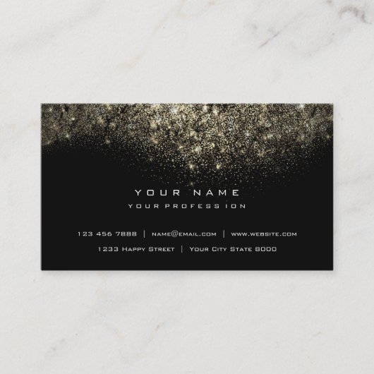 Sepia Gold Sparkly Glitter Glam Black Visitekaartje (Voorkant)