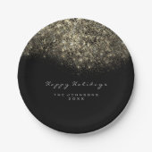 Sepia Gold Sparkly Glitter Zwart Wit Vakantie Papieren Bordje (Voorkant)