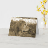 Sepia Golden Retriever Kaart (Gele Bloem)