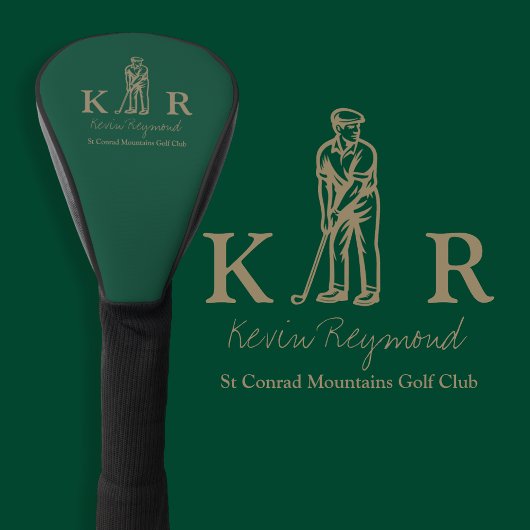 Sepia Golfspeler Klassieke Golfer Monogram Golfheadcover