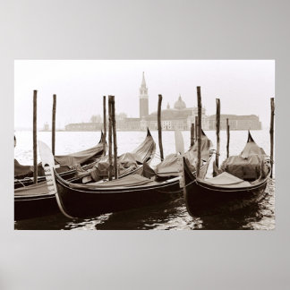 Sepia Gondolas Poster