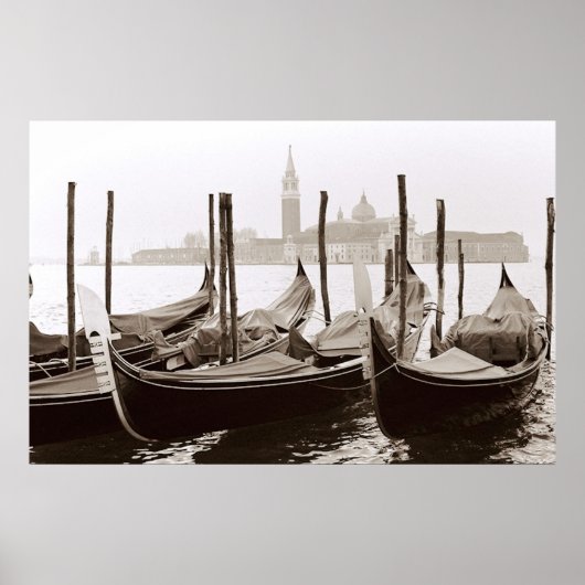 Sepia Gondolas Poster (Voorkant)