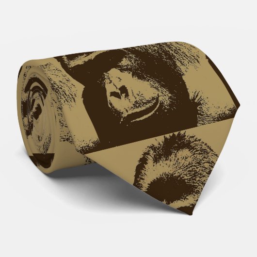 Sepia Gorilla Pop Art Stropdas (Opgerold)