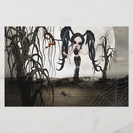 Sepia Gothic Girl Briefpapier (Voorkant)