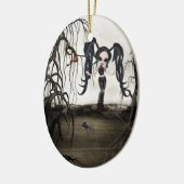 Sepia Gothic Girl Keramisch Ornament (Links)