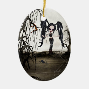Sepia Gothic Girl Keramisch Ornament