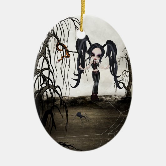 Sepia Gothic Girl Keramisch Ornament (Voorkant)