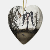 Sepia Gothic Girl Keramisch Ornament (Links)
