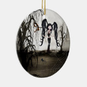 Sepia Gothic Girl Keramisch Ornament (Rechts)