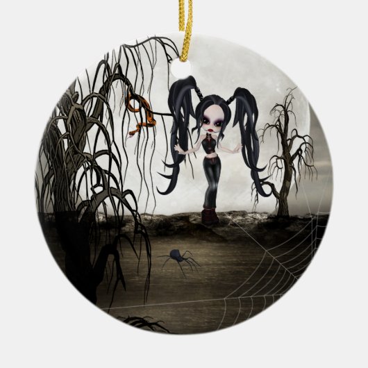 Sepia Gothic Girl Keramisch Ornament (Voorkant)