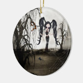 Sepia Gothic Girl Keramisch Ornament (Links)