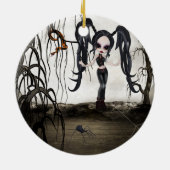 Sepia Gothic Girl Keramisch Ornament (Achterkant)