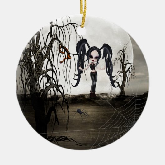 Sepia Gothic Girl Keramisch Ornament (Voorkant)