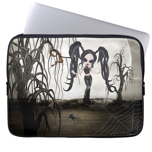 Sepia Gothic Girl Laptop Sleeve (Voorkant)