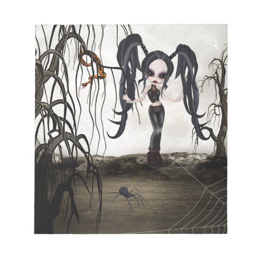 Sepia Gothic Girl Notitieblok (Voorkant)