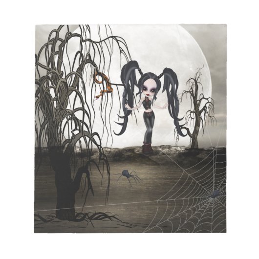 Sepia Gothic Girl Notitieblok (Voorkant)