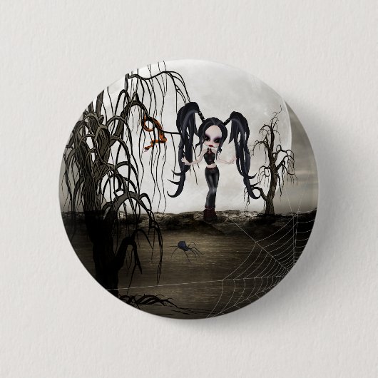 Sepia Gothic Girl Ronde Button 5,7 Cm (Voorkant)