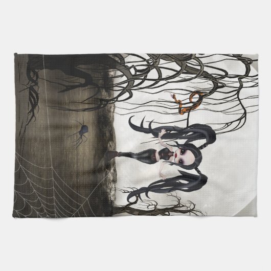 Sepia Gothic Girl Theedoek (Horizontaal)