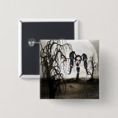 Sepia Gothic Girl Vierkante Button 5,1 Cm (Voorkant /achterkant)