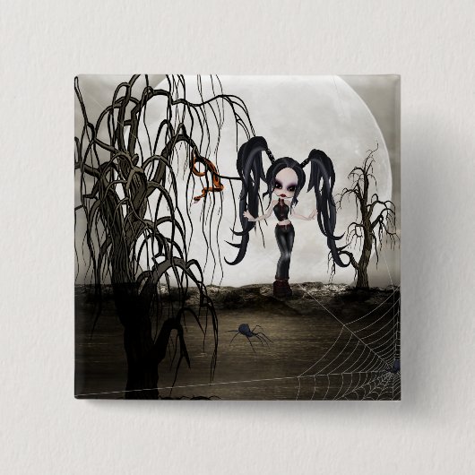 Sepia Gothic Girl Vierkante Button 5,1 Cm (Voorkant)