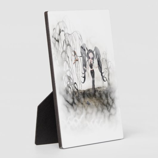 Sepia Gothic Girl Vignette Fotoplaat (Zijkant)