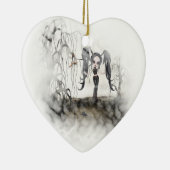 Sepia Gothic Girl Vignette Keramisch Ornament (Rechts)