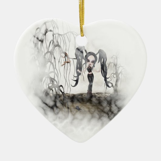 Sepia Gothic Girl Vignette Keramisch Ornament (Voorkant)