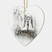 Sepia Gothic Girl Vignette Keramisch Ornament (Links)