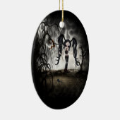 Sepia Gothic Girl Vignette Keramisch Ornament (Rechts)
